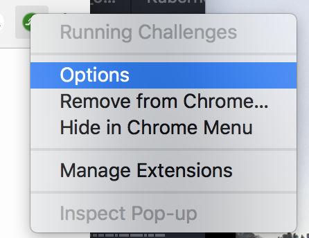 Options link in the icon's right click menu